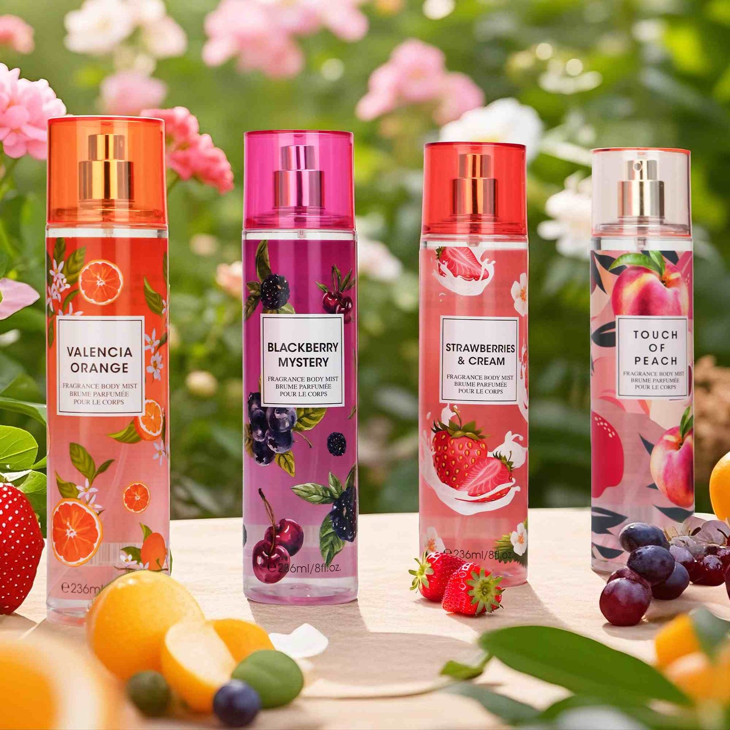 Love of Fruits Body Mist 4x 8 oz - Blackberry / Orange / Peach / Strawberry