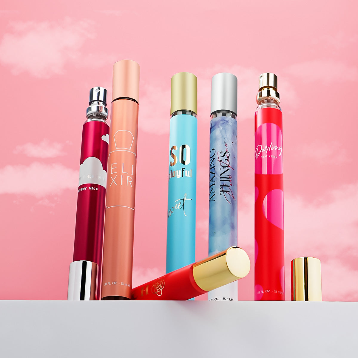 Perfume for Her Eau de Parfum Travel Set 6x 1.18 oz - Amazing / Darling / Elixir / Playful / Pouch / Soft Cloud