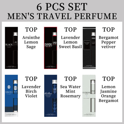 Eau De Toilette Travel Set Cologne for Him 6x 1.18 oz - Breeze / Bross / Extreme / Intense / Noir / Salvang