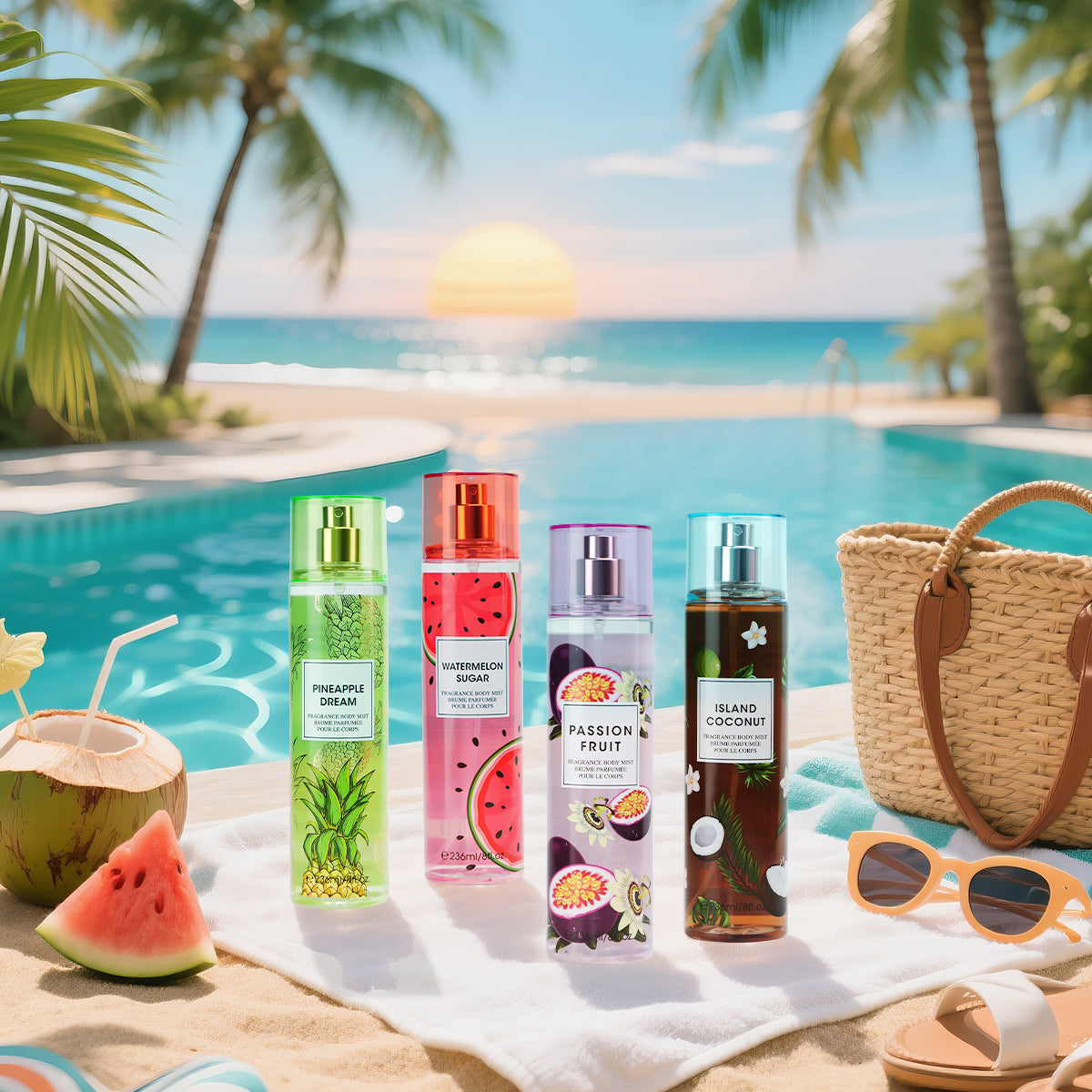Love of Paradise Body Mist 4x 8 oz - Coconut / Passion Fruit / Pineapple / Watermelon