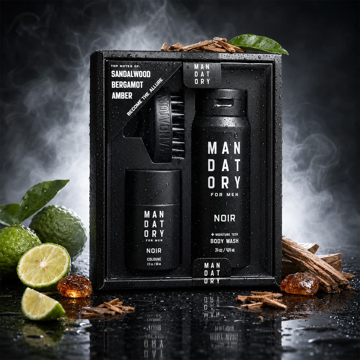 Noir Cologne & Body Wash & Brush Set