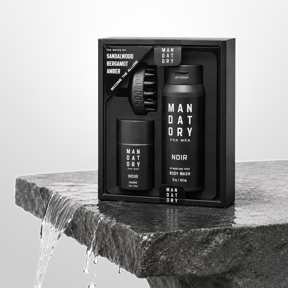 Noir Cologne & Body Wash & Brush Set