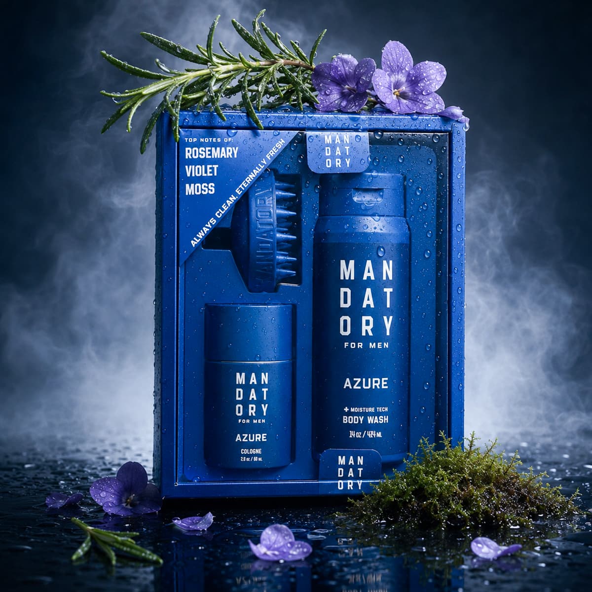 Azure Cologne & Body Wash & Brush Set