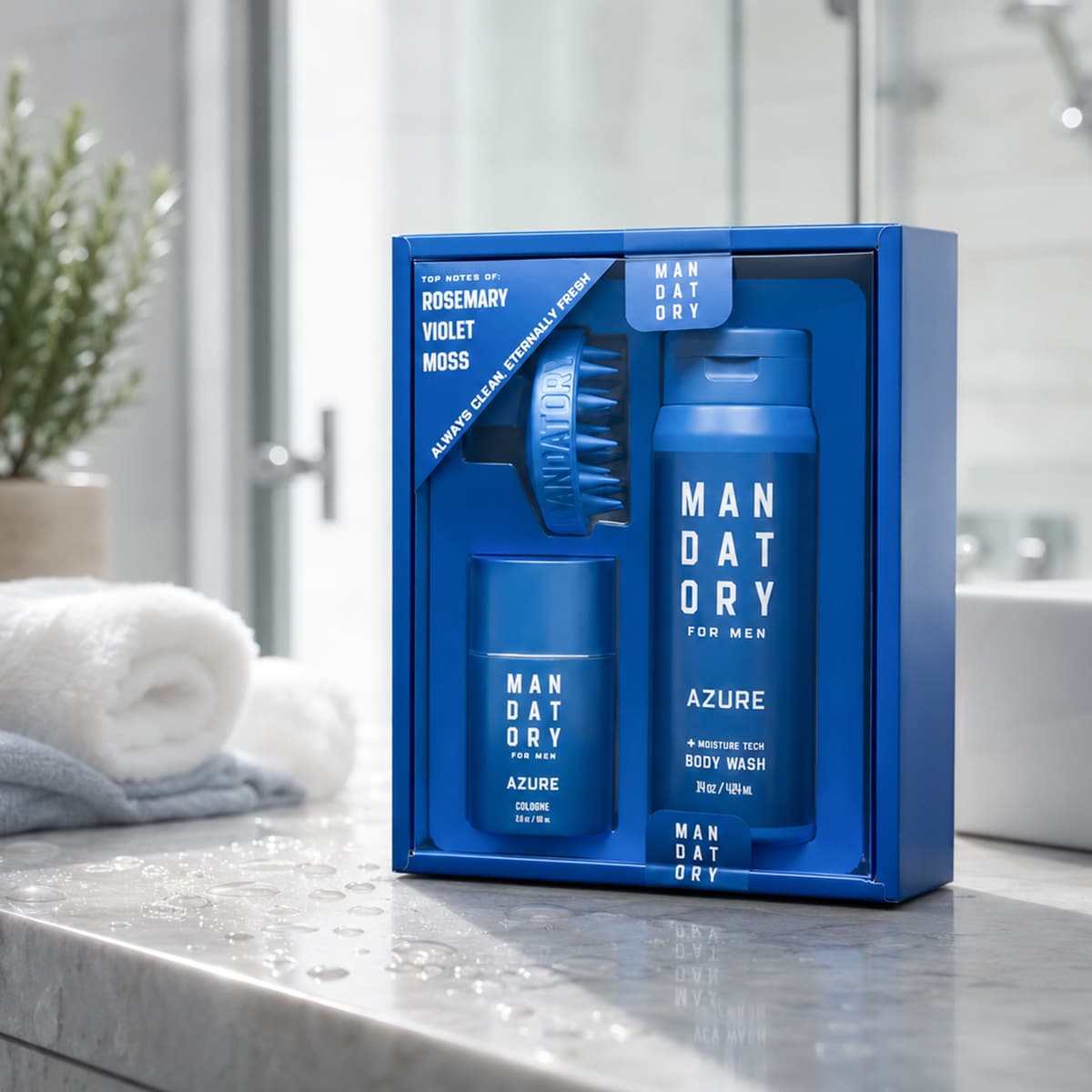 Azure Cologne & Body Wash & Brush Set