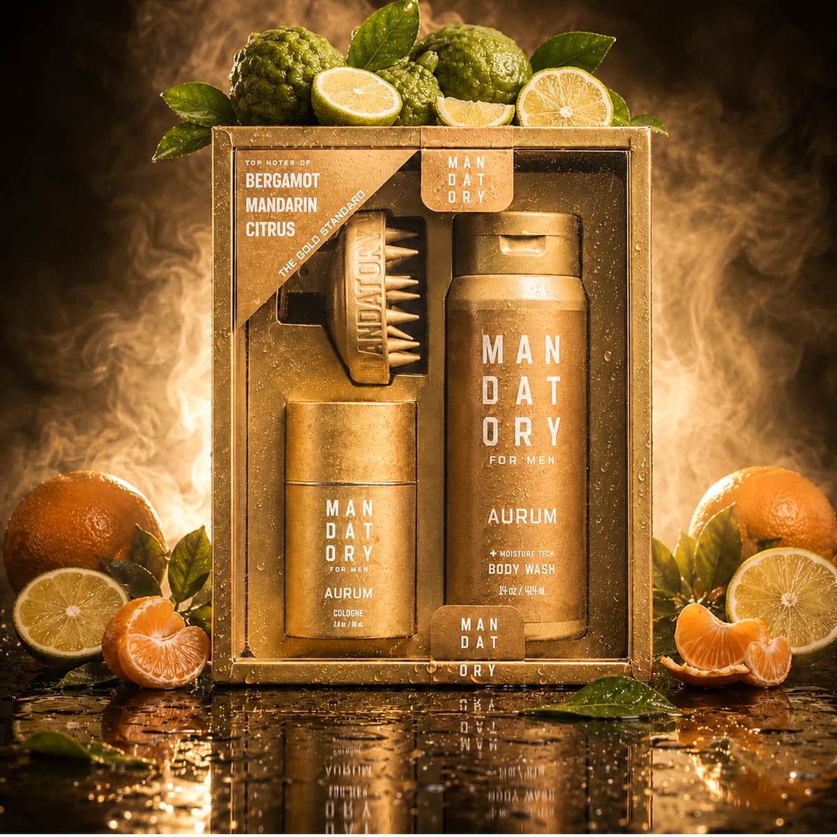 Aurum Cologne & Body Wash & Brush Set