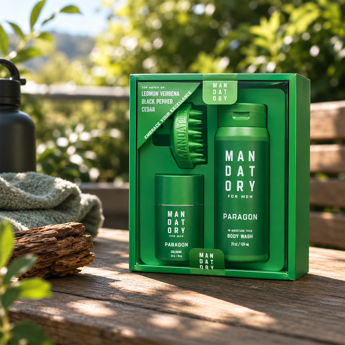 Paragon Cologne & Body Wash & Brush Set
